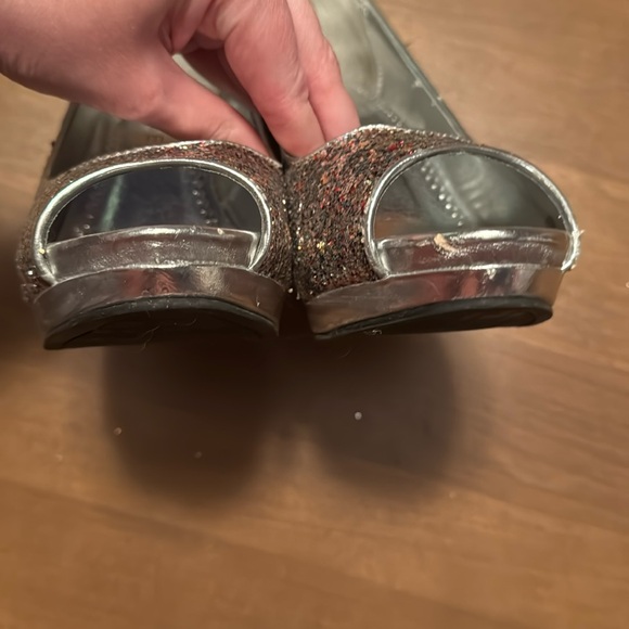 UPDATED Host Pick Silver Multicolor Rainbow Glitter peeptoe platform heel pumps - Picture 9 of 15